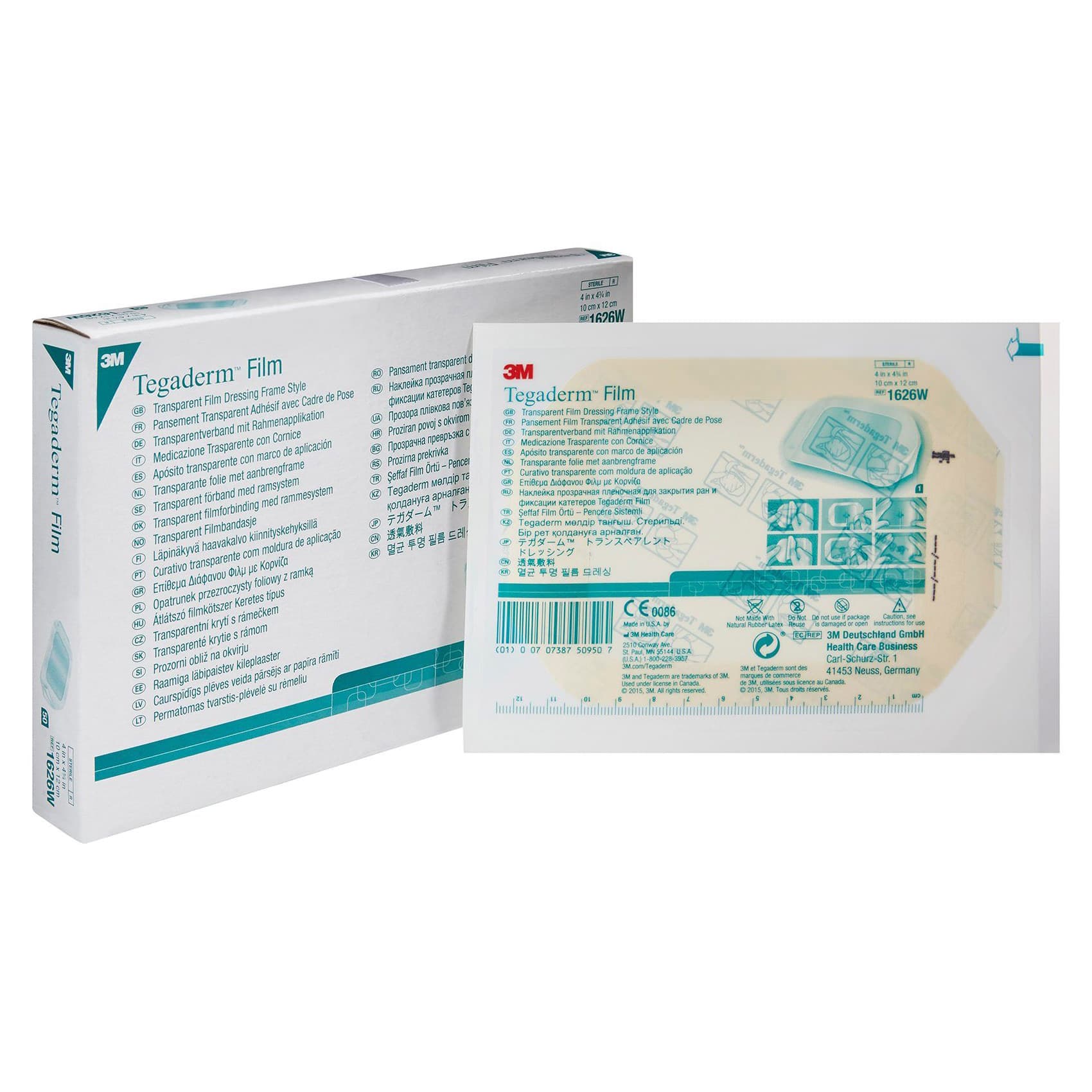 3M Tegaderm Transparent Adhesive Film Dressing, Frame Style, 4" x 4 3/4" - Box of 50 - Image 1