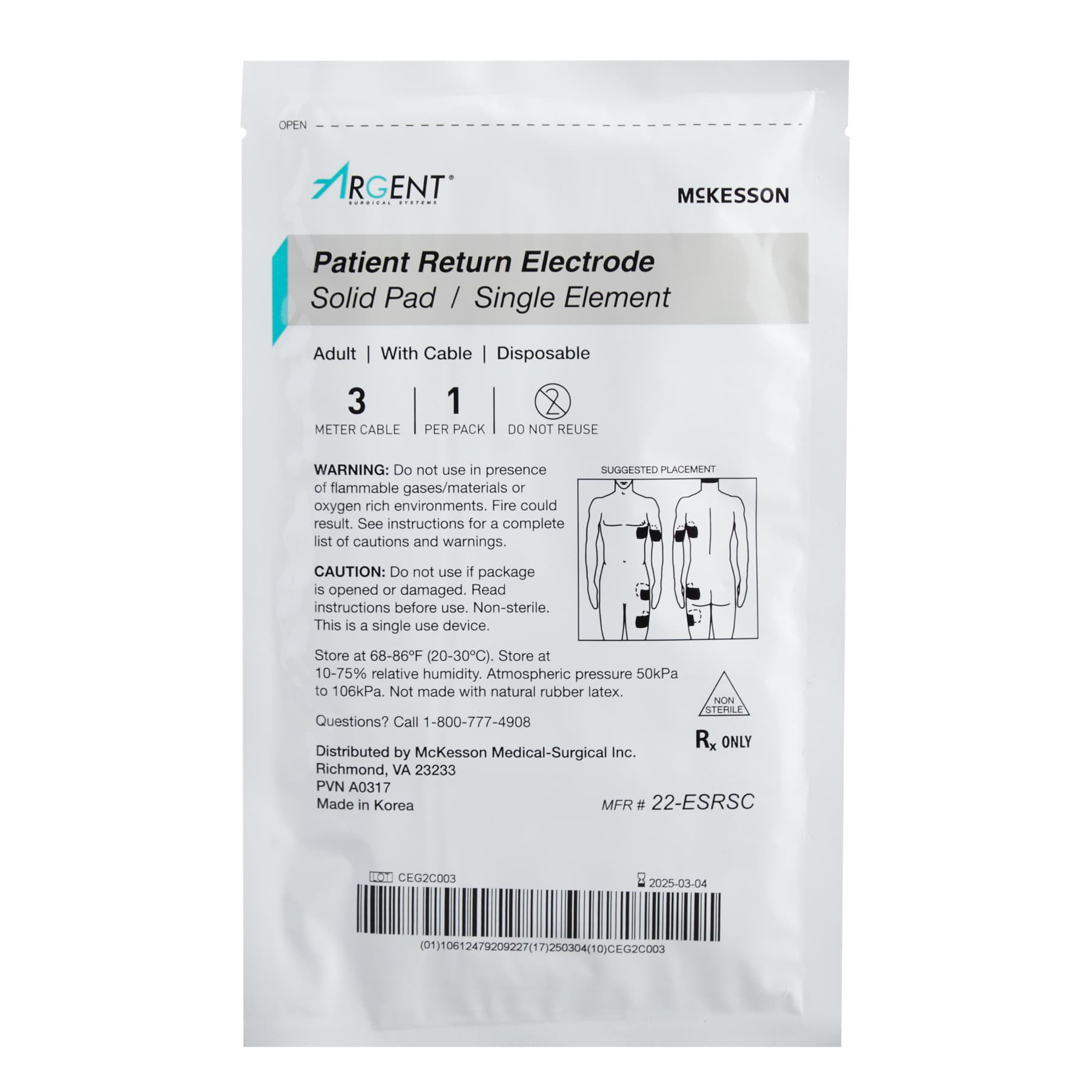 McKesson Argent Patient Return Electrode - Image 2