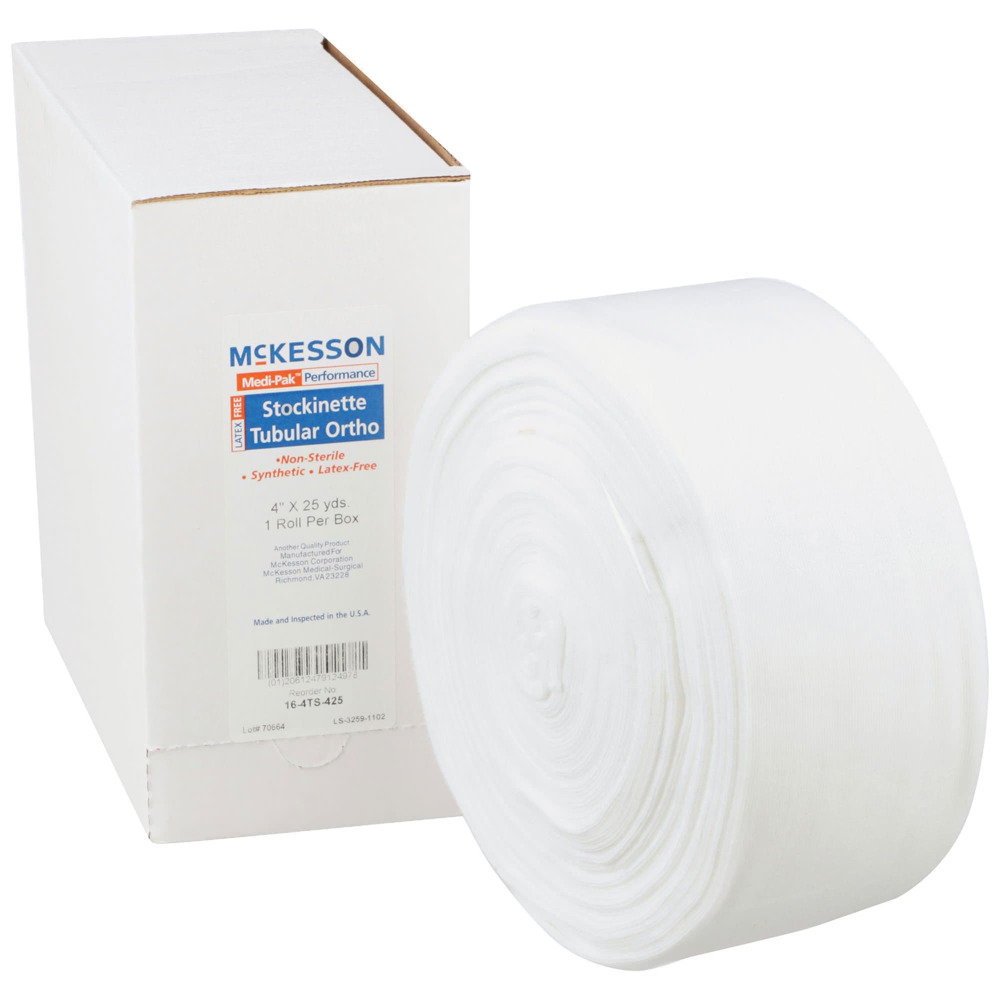 McKesson Tubular Cotton NonSterile Stockinette, 4 Inch x 25 Yard, White - Case of 10 - Image 1