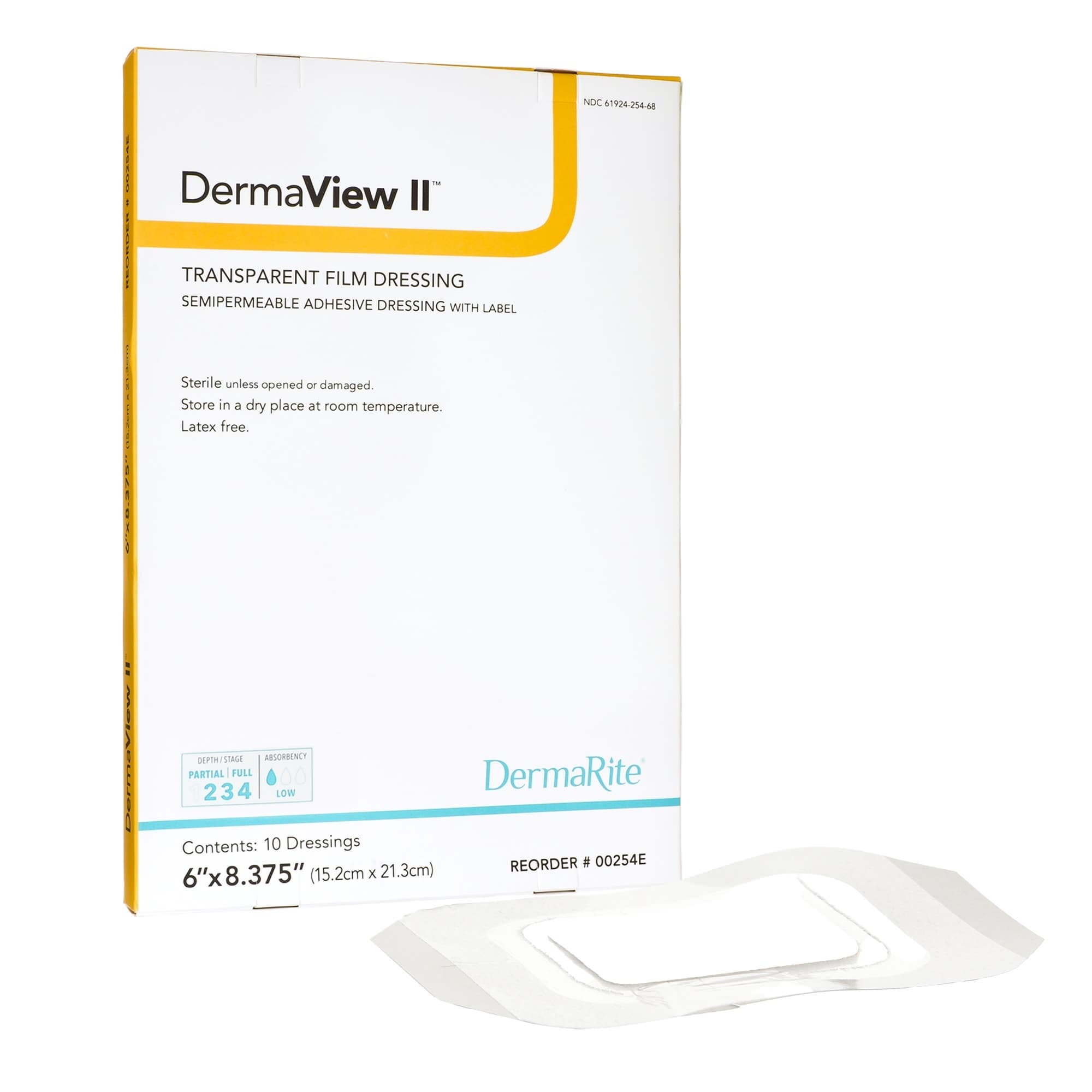 DermaView II Transparent Adhesive Film Wound Dressing With Label, 6 x 8.375 Inch - Box of 10 - Image 1