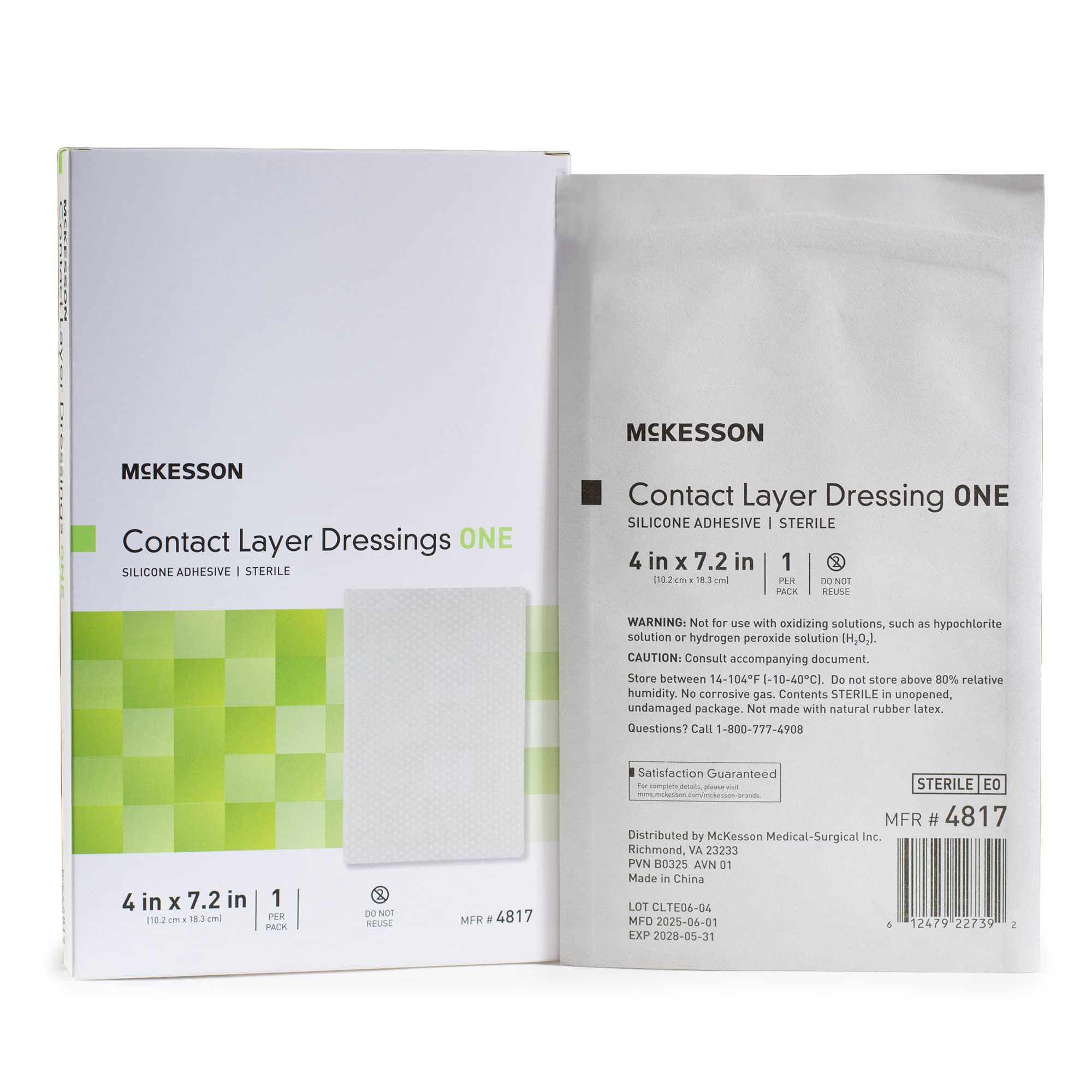 McKesson Wound Contact Layer Dressing Rectangle Sterile, 4 X 7.2 Inch - Each - Image 1