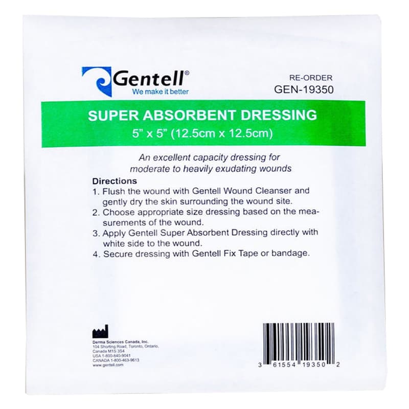 Gentell Super Absorbent Non-Adherent Dressing, 5 x 5 Inch - Each - Image 1