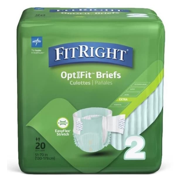 FitRight OptiFit Stretch Extra Briefs, Size 2 - Case of 80 - Image 1