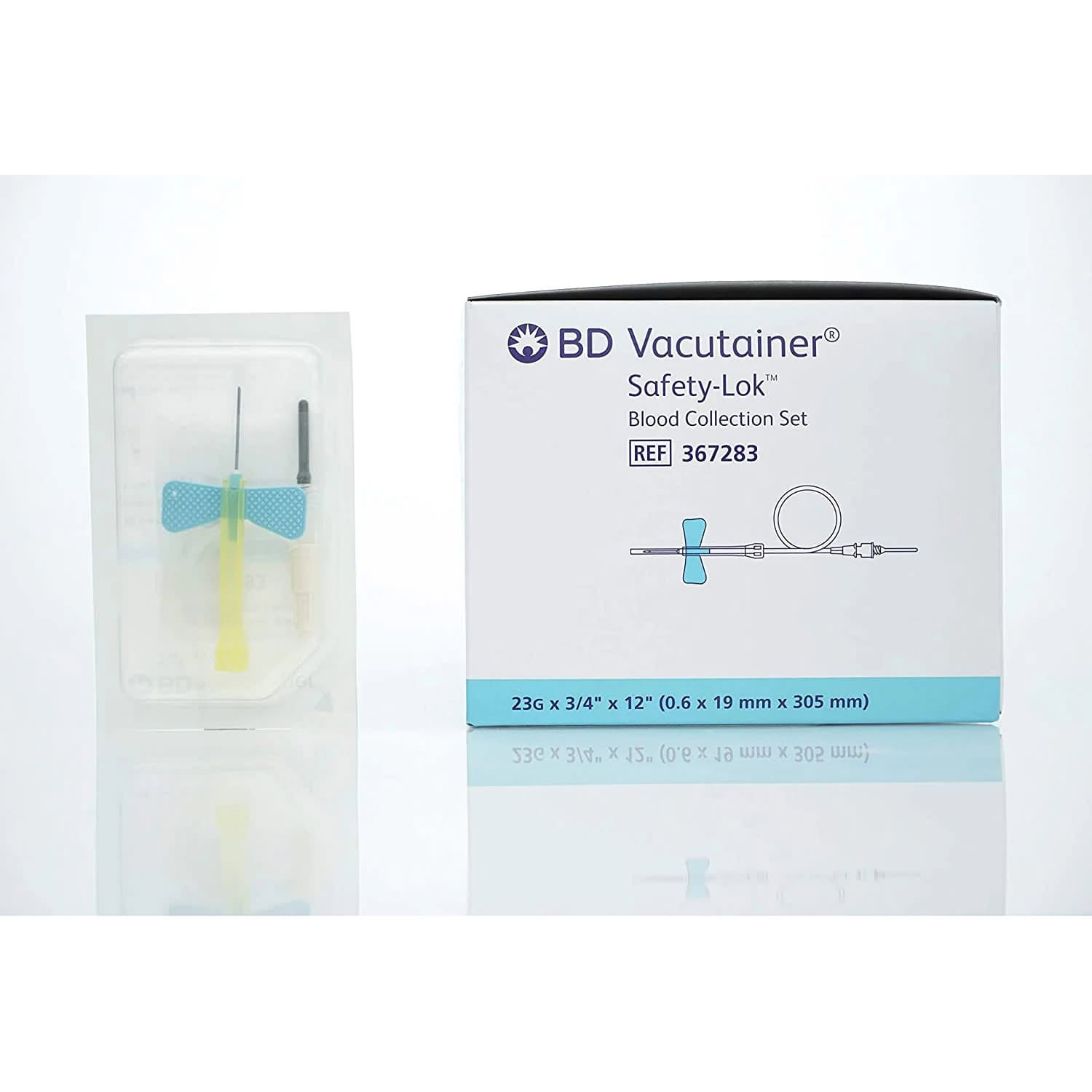 BD Vacutainer Safety-Lok Blood Collection Set, 12 Inch, 23 Gauge, Light Blue - Case of 200 - Image 1