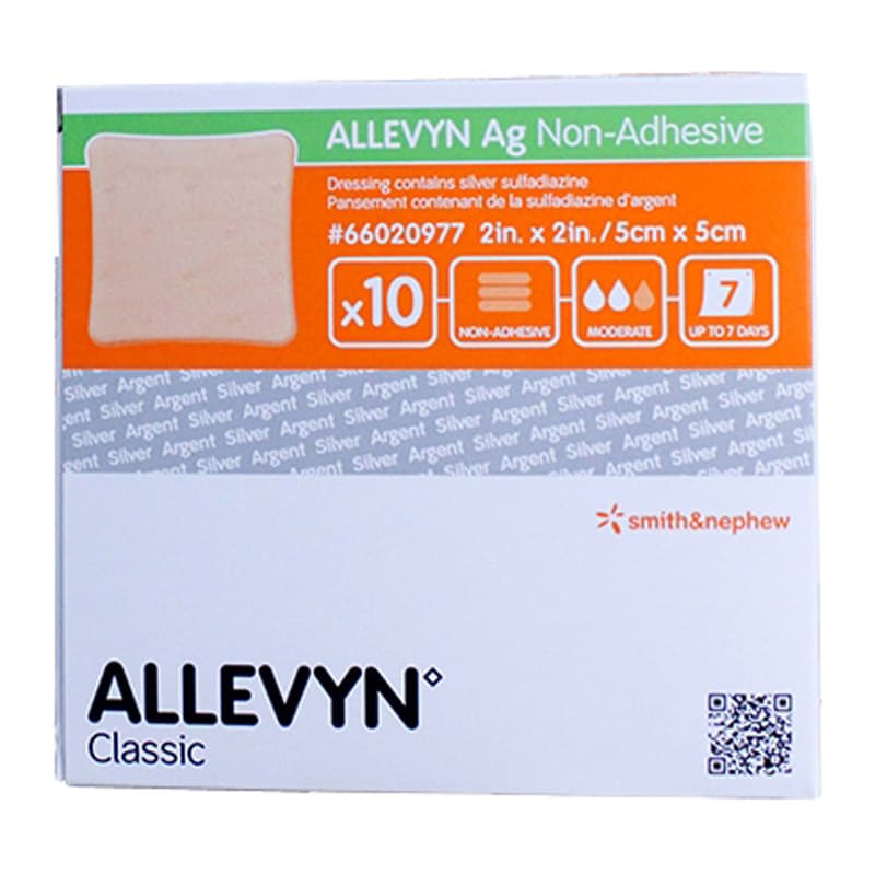 Allevyn AG Absorbent Silver Barrier Hydrocellular Dressing, 2" x 2" - Case of 60 - Image 1
