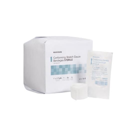 McKesson Conforming Stretch Sterile Gauze Bandage, 1 Inch x 1-7/10 Yard - Bag of 24 - Image 1