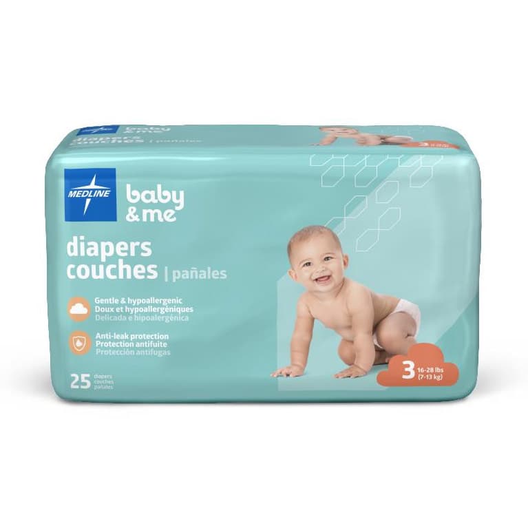 Medline Baby and Me Diaper, Size 3 - Case of 200 - Image 1