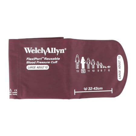 WelchAllyn Blood Pressure Cuff, Adult Arm, Nylon Cuff, Large, Burgundy - Image 1