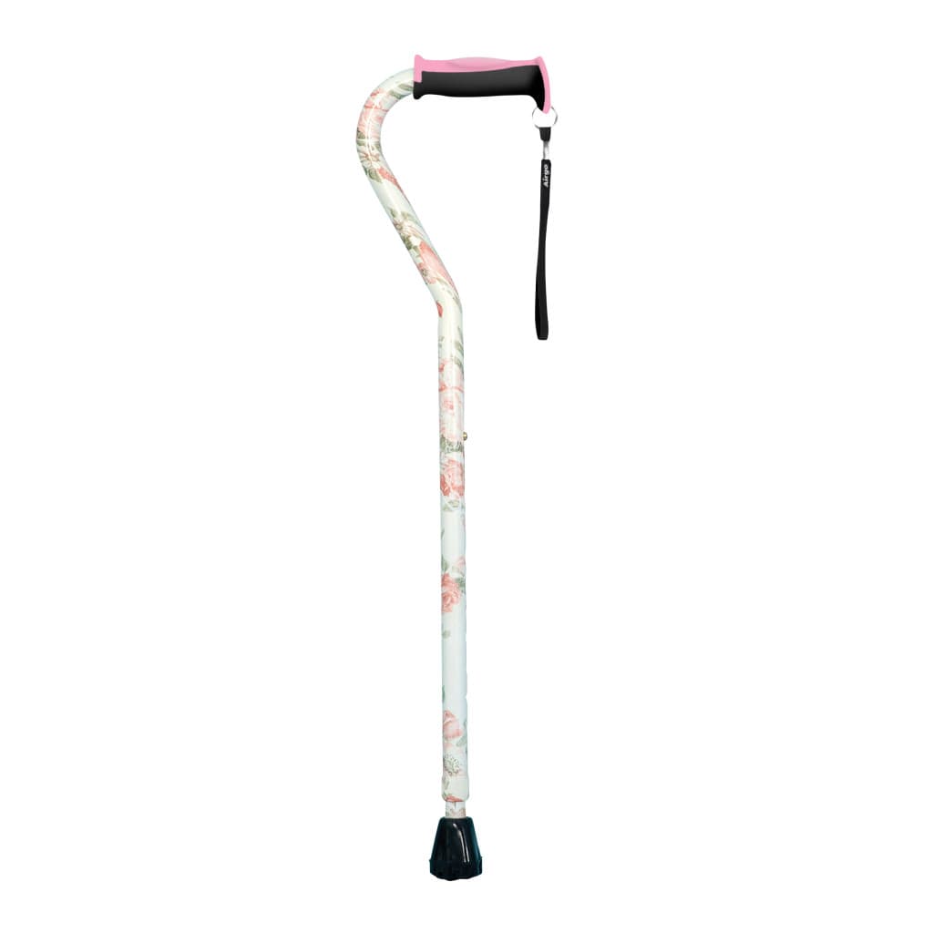 Drive Airgo Comfort-Plus Aluminum Cane, Offset Handle, Floral - Each - Image 1