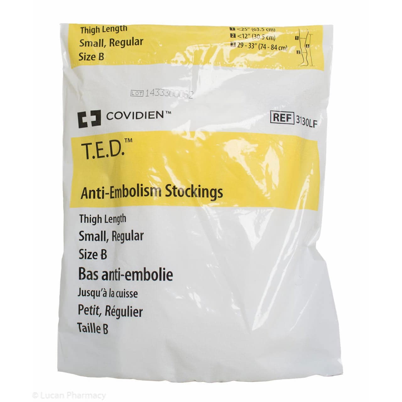 T.E.D Thigh-High Anti-Embolism Stockings for acute care, White, Small-Regular - Pair - Image 1
