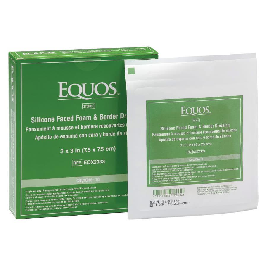 Equos 5-layer Square Foam Wound Dressing With Silicone Adhesive, 3 x 3 Inch - Box of 10 - Image 1