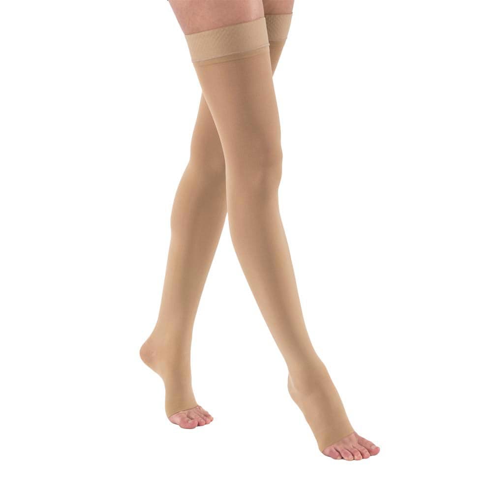 Jobst Opaque Dot Band Compression Stockings, Open Toe, 15-20 mmHg, Small-Petite, Natural - Pair - Image 1