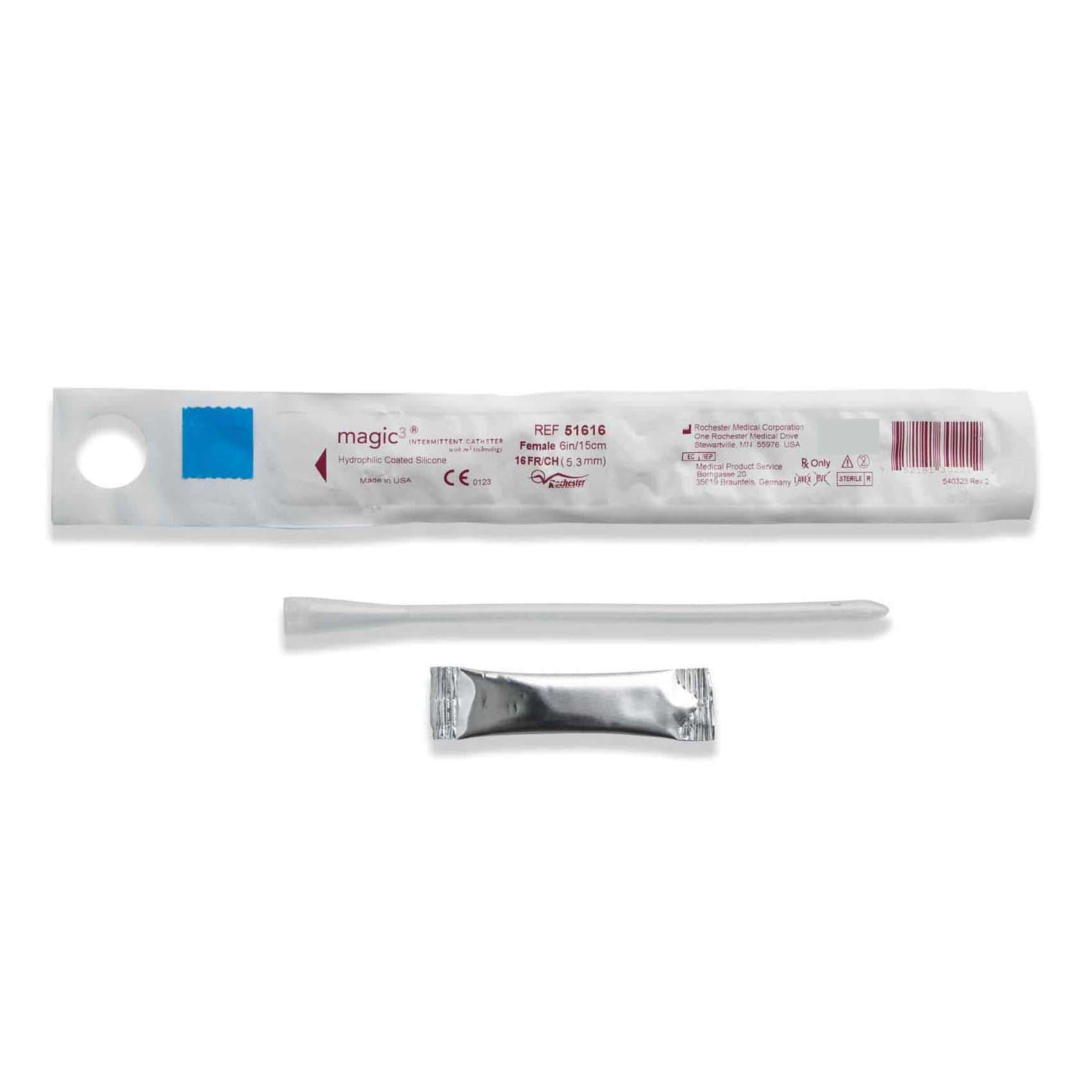 MAGIC3 Hydrophilic Intermittent Catheter, Female, 16 Fr, 6" - Each - Image 1