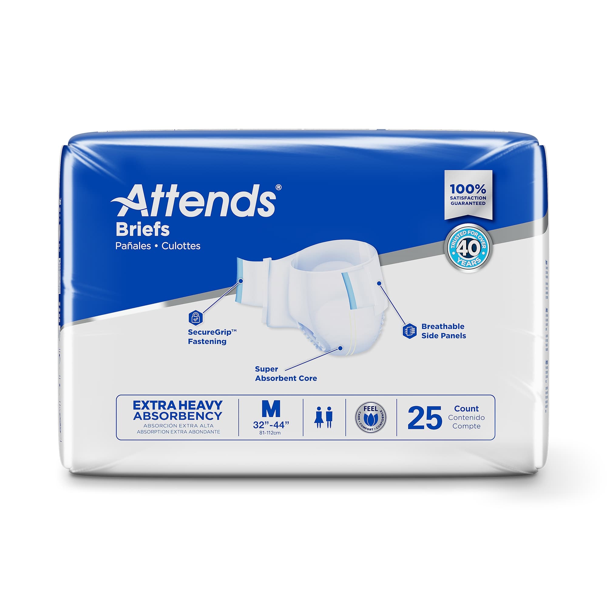 Attends Care Advanced Extra Heavy Absorbency Briefs, Medium - Package of 25 - Image 1
