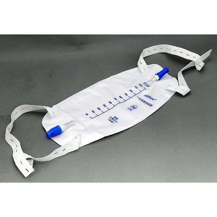 AMSure Urinary Leg Bag with Leg Straps, Push-Pull Drain Valve, 600 mL - Case of 48 - Image 1