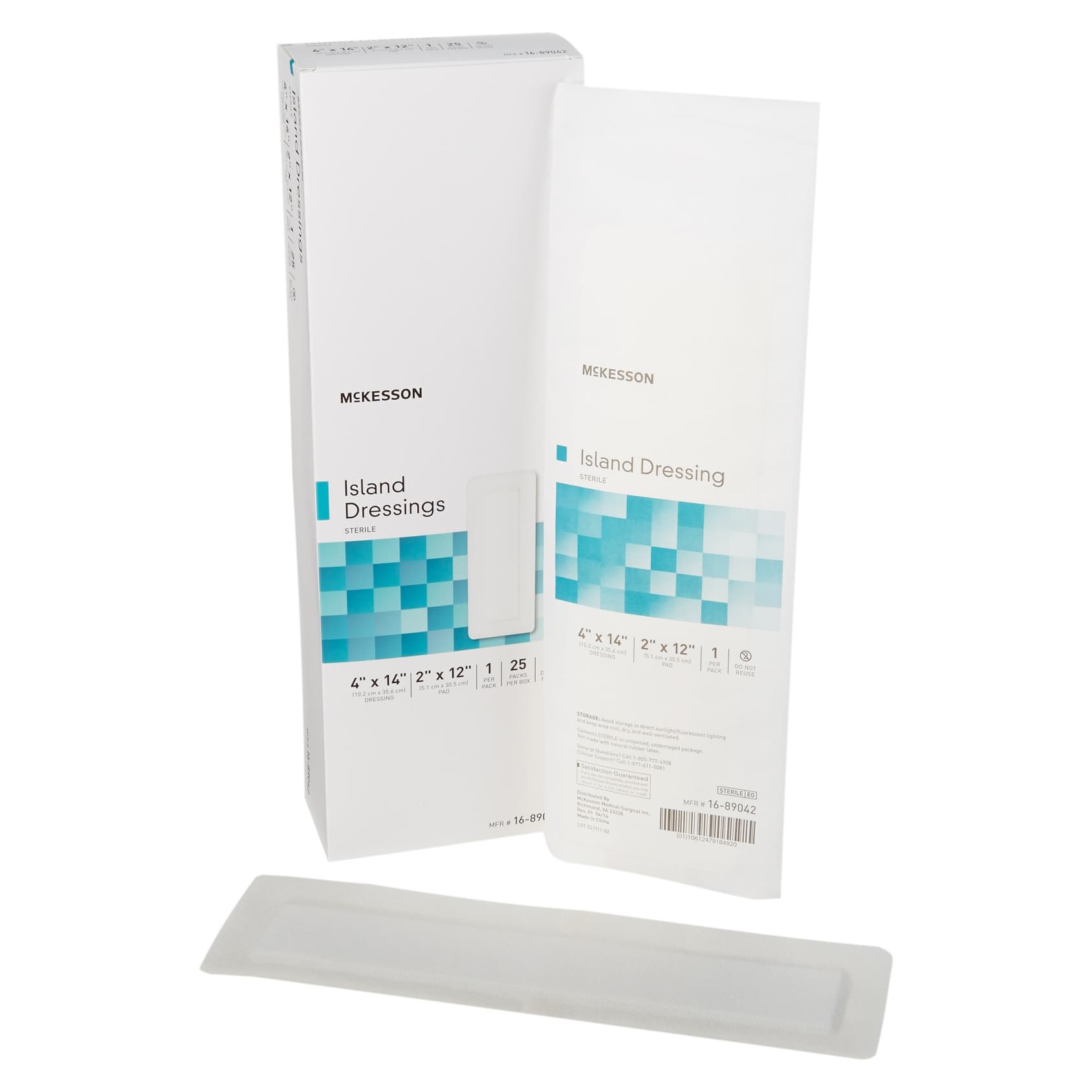 McKesson Adhesive Rectangle Island Dressing, 4 x 14 Inch - Box of 25 - Image 1