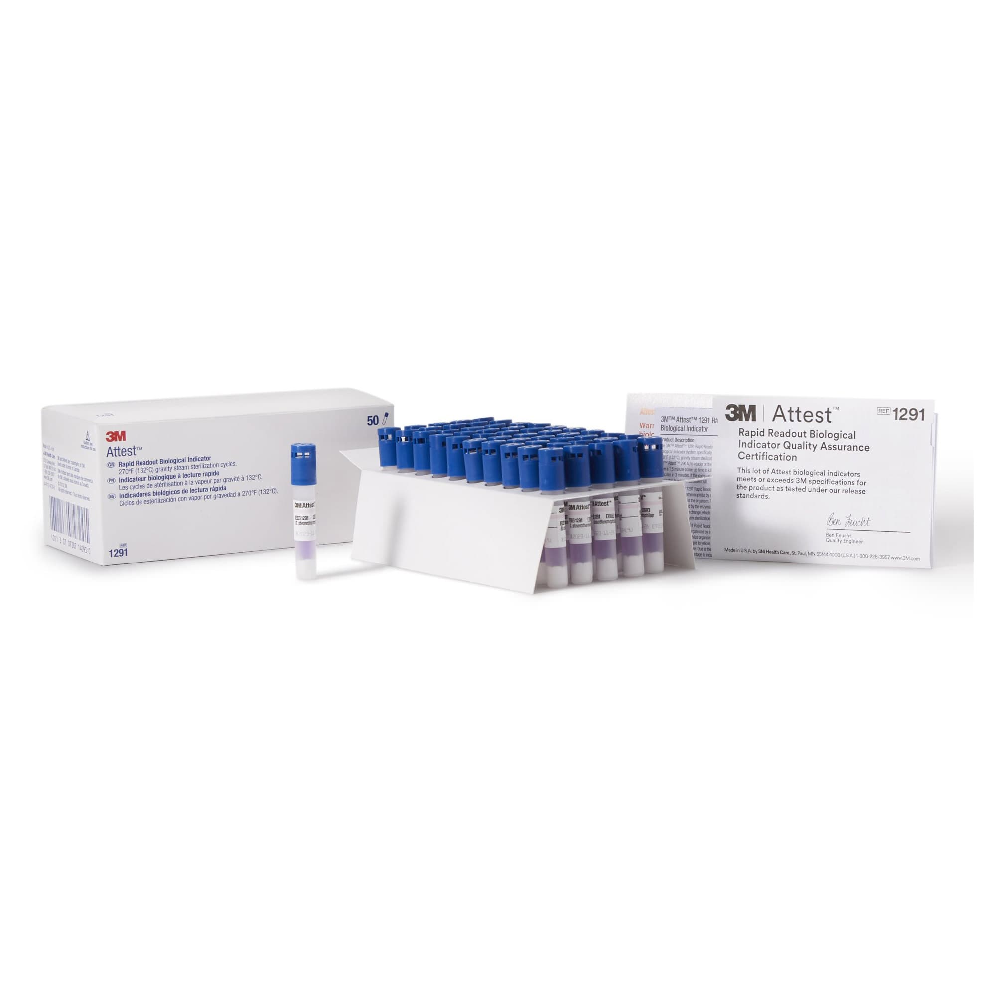 Attest Rapid Readout Sterilization Biological Indicator Vial with Blue Cap - Case of 200 - Image 1
