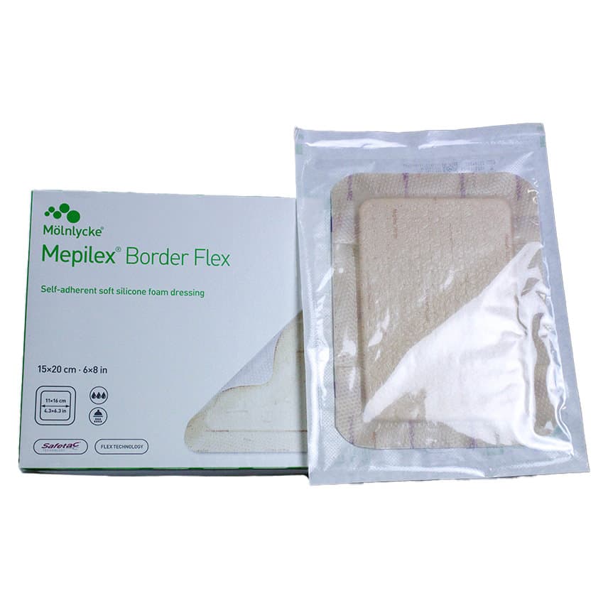 Mepilex Border Flex Self-Adherent Foam Dressing, 6 x 8 Inch - Box of 5 - Image 1