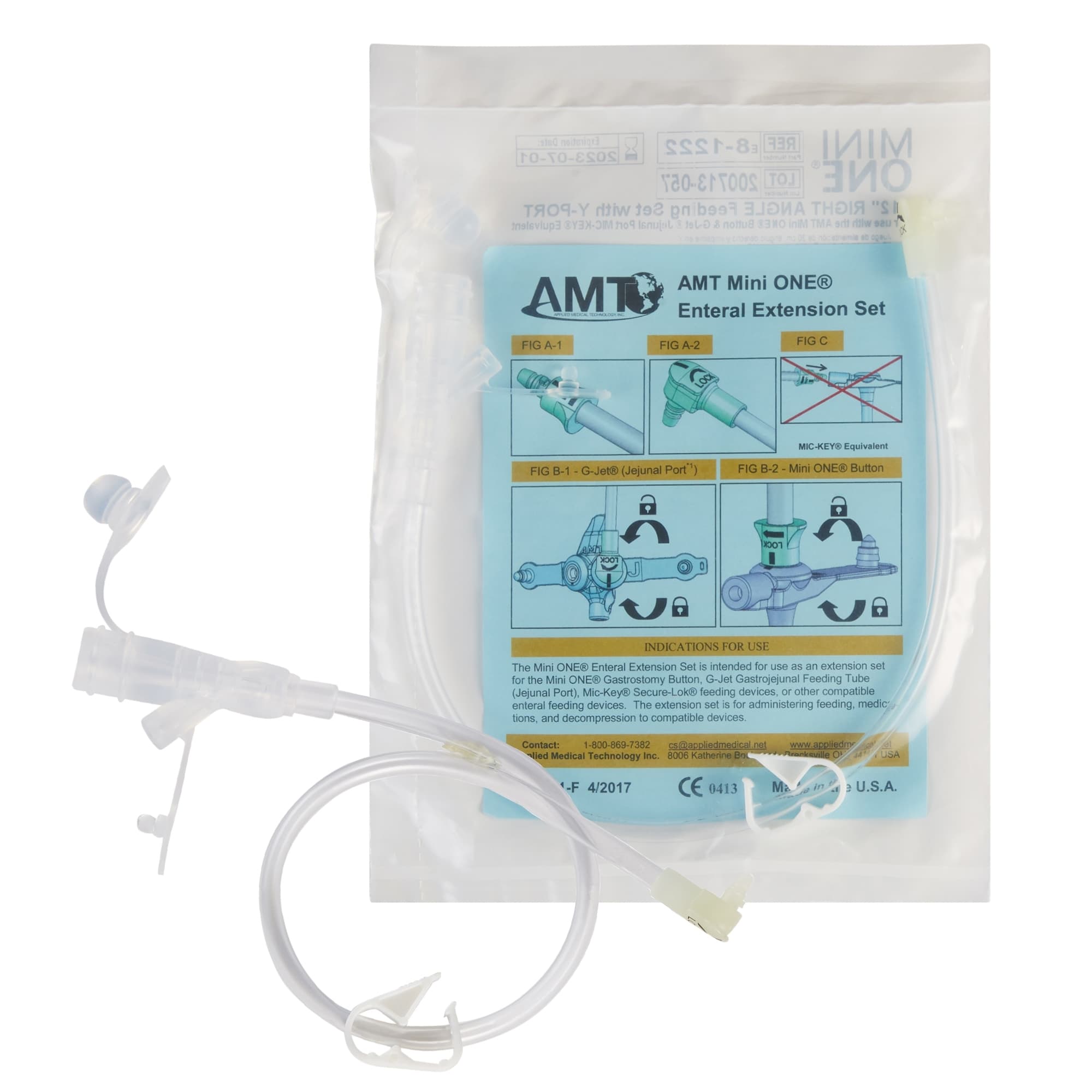 AMT Mini ONE Right Angle Connector with Y-Port Adaptor, Clear, 12" - Each - Image 1