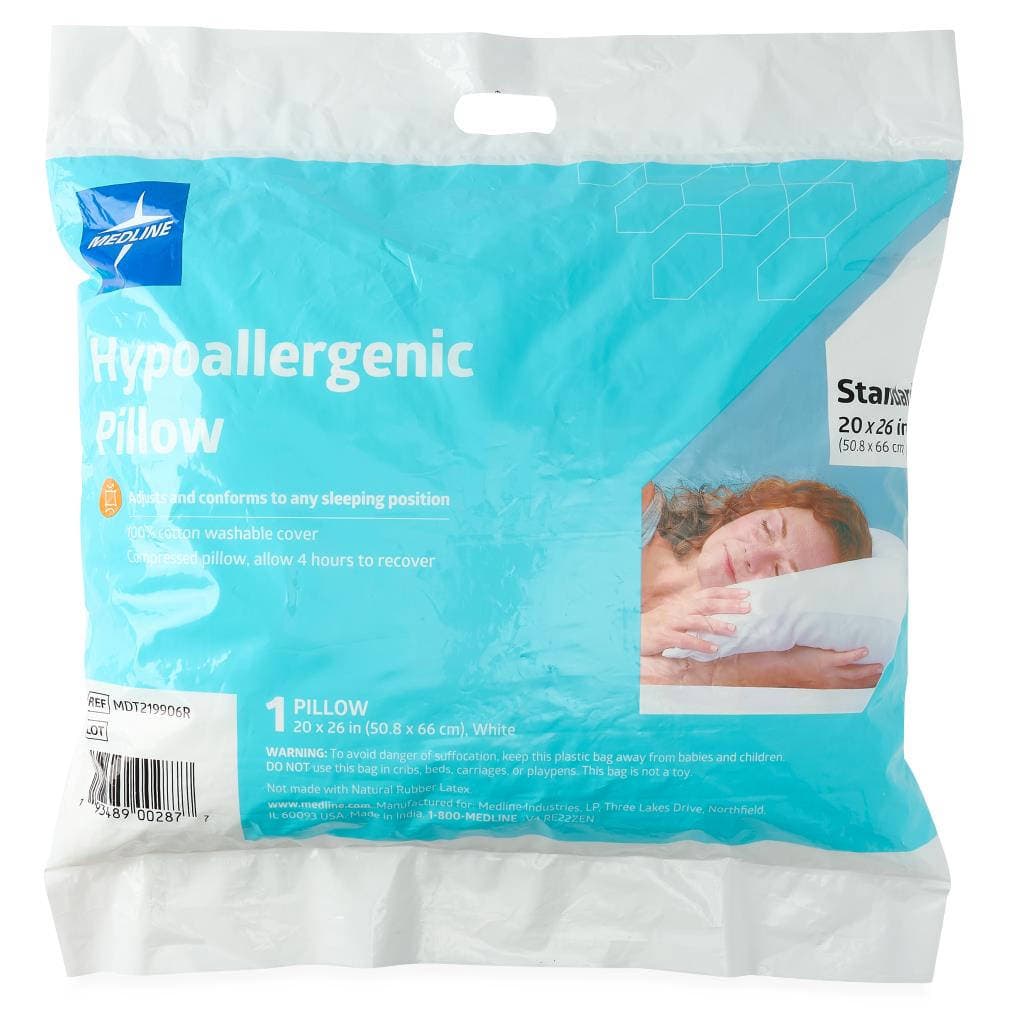 Medline Hypoallergenic Bed Pillow, White - Image 1