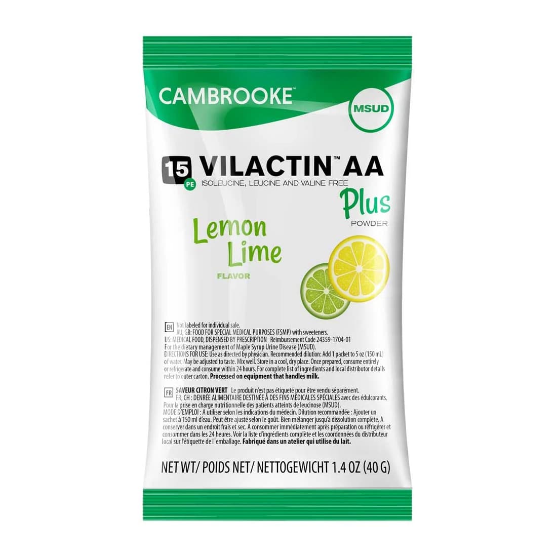 Cambrooke Vilactin AA Plus Amino Acid-Based Powdered Formula, Lemon Lime - Image 1
