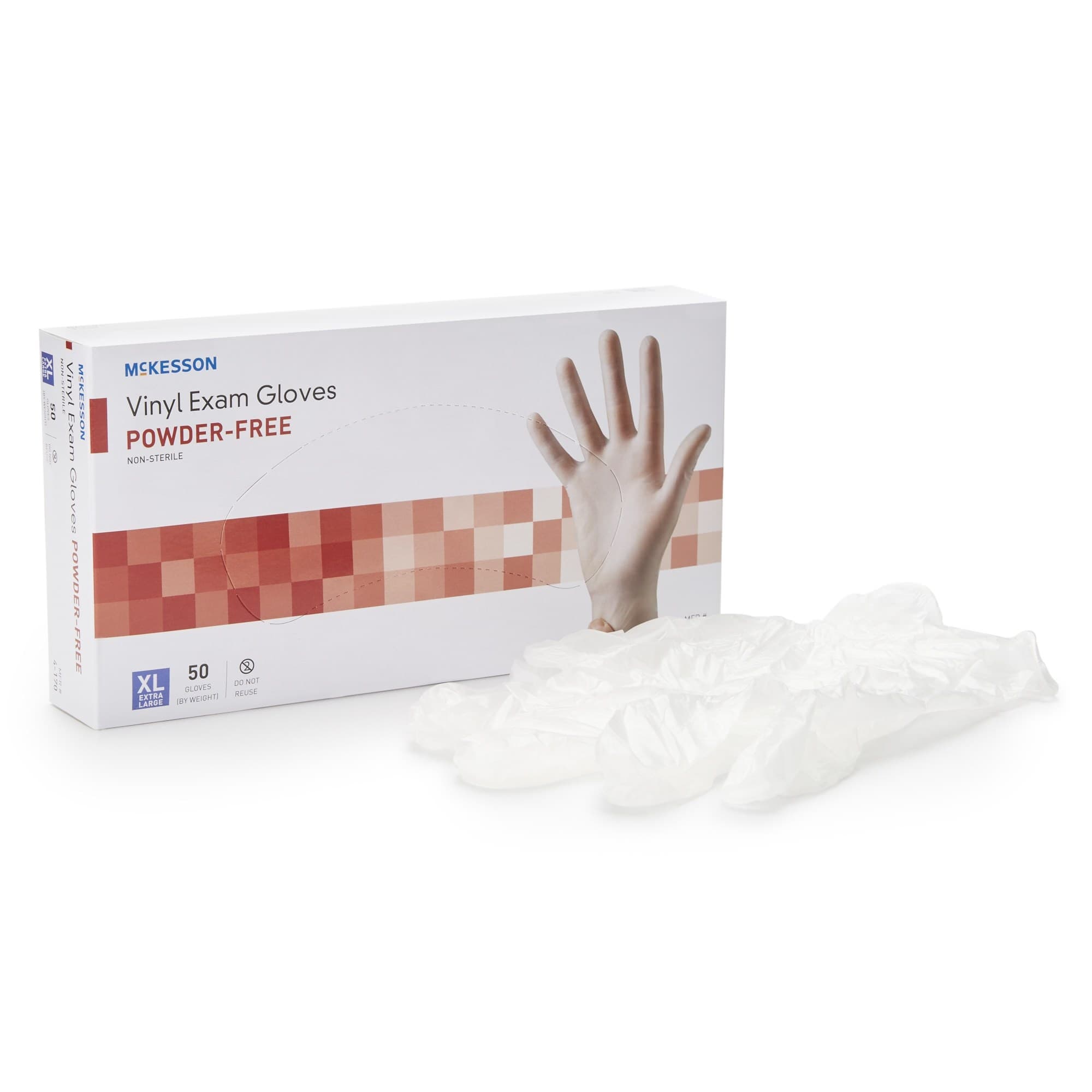 McKesson Confiderm Vinyl Standard Cuff Powder Free Exam Gloves, Clear, X-Large - Case of 1000 - Image 1
