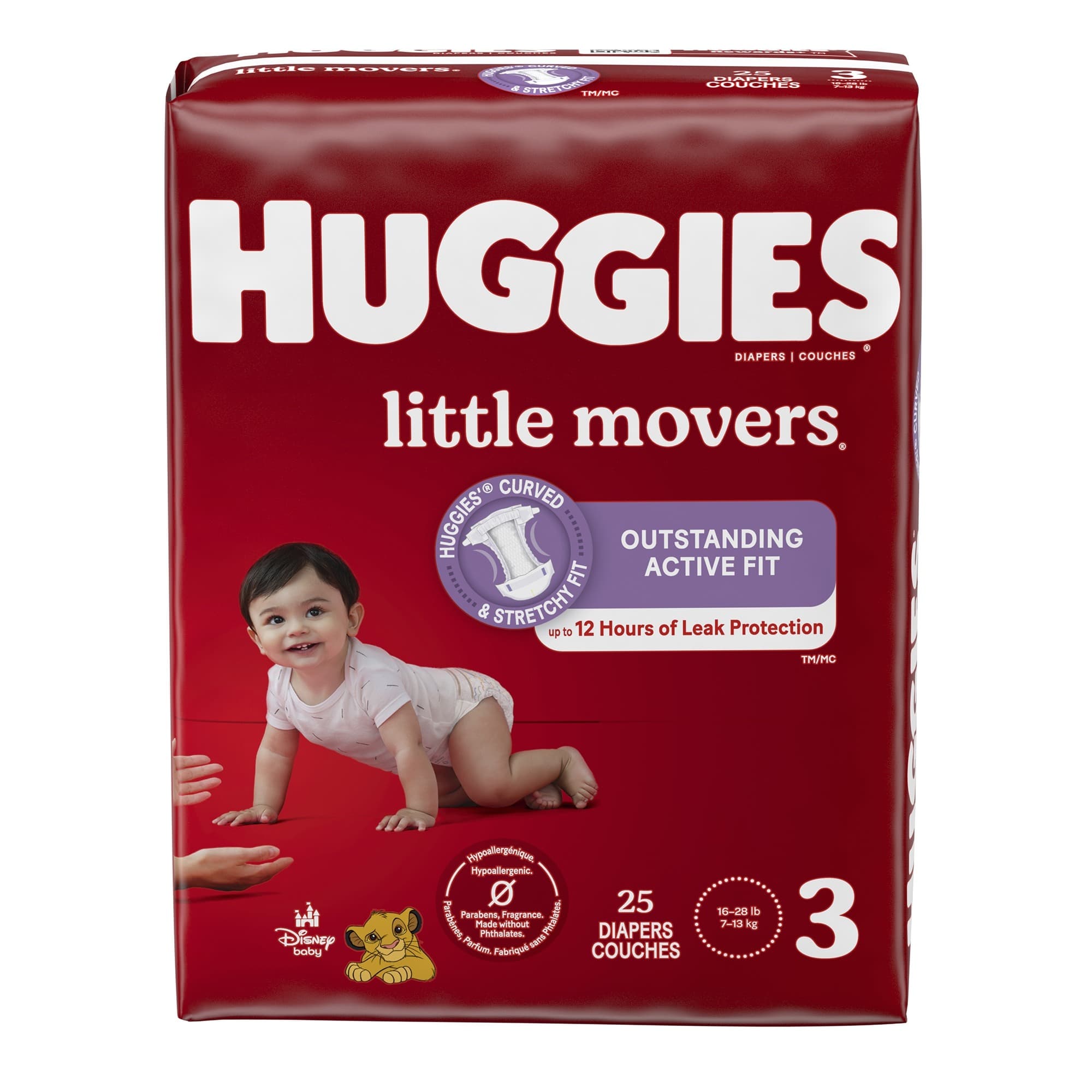 Huggies Little Movers Baby Diapers, Size 3 - Package of 25 - Image 1