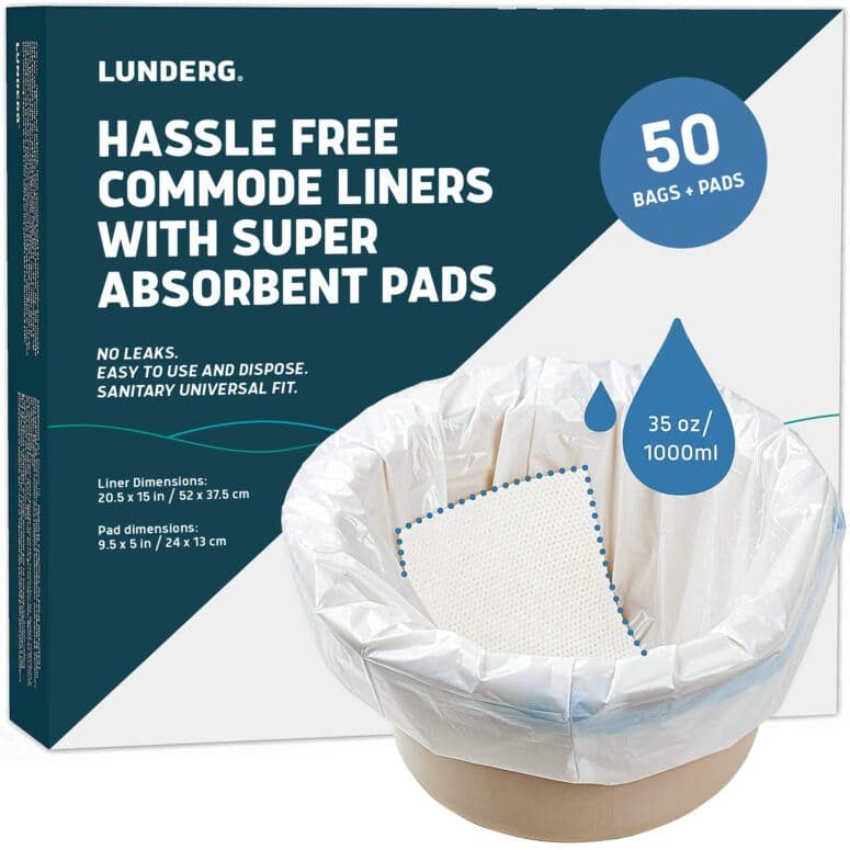Lunderg Commode Liners with Super Absorbent Pads