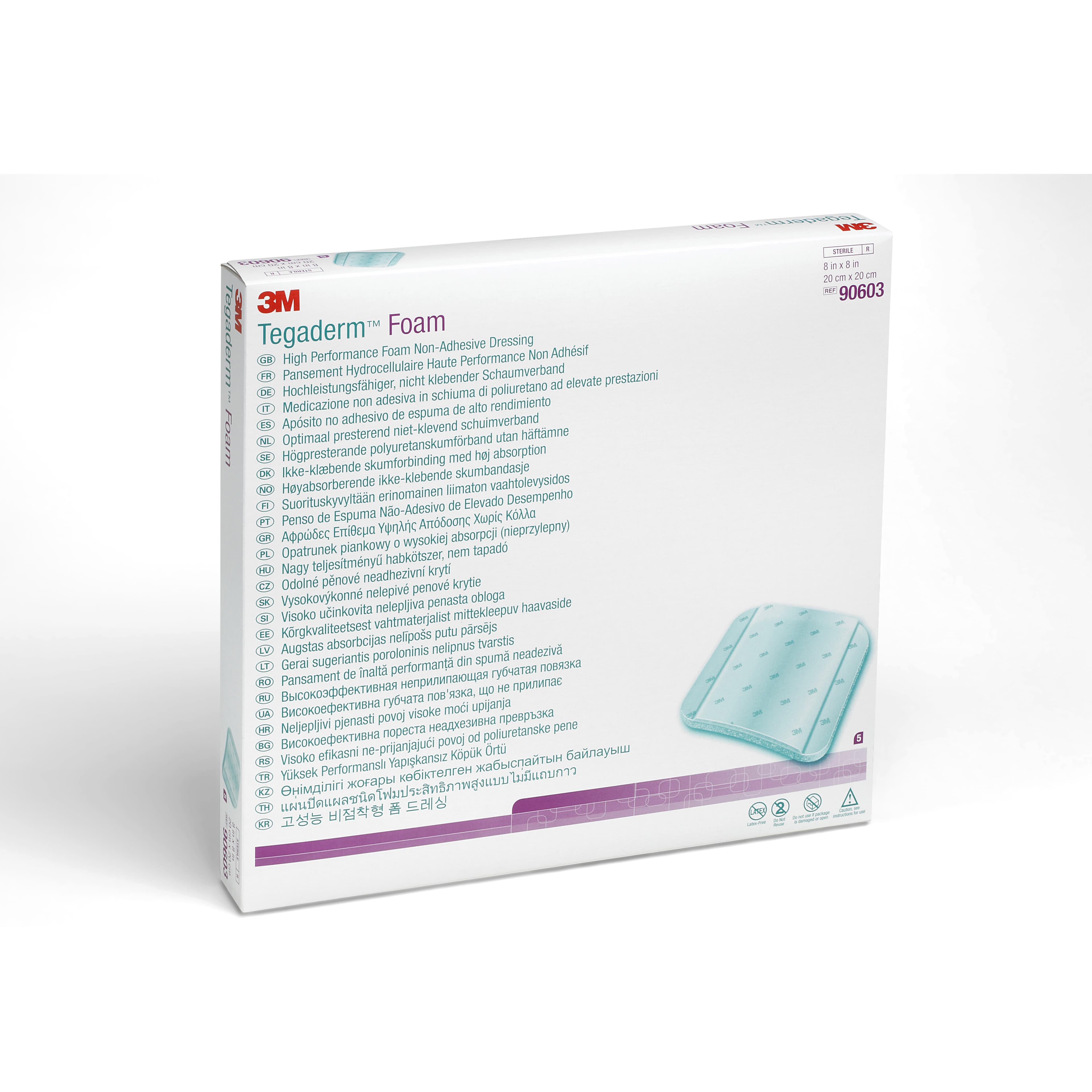 3M Tegaderm High Performance Non Adhesive Foam Dressing, 8" x 8" - Case of 30 - Image 1