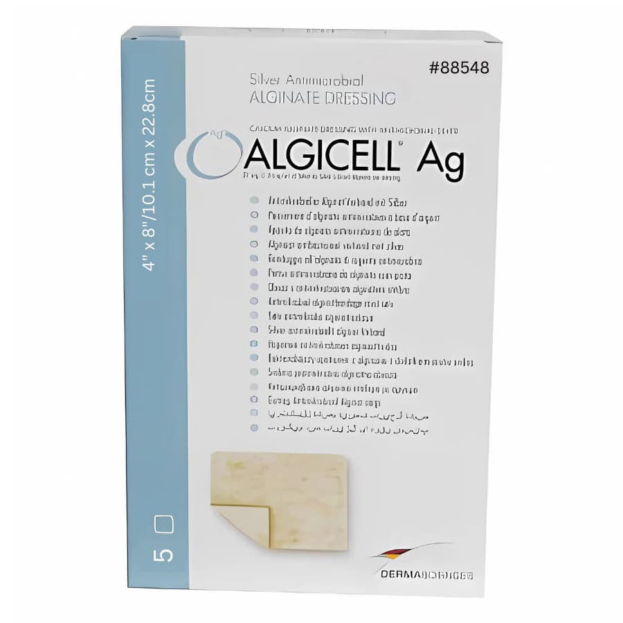Algicell Ag Silver Calcium Alginate Wound Dressing, 4 x 8 Inch - Case of 20 - Image 1
