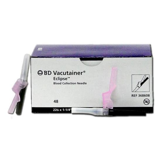BD Vacutainer Eclipse Blood Collection Needle, 22 Gauge, Black - Case of 480 - Image 1
