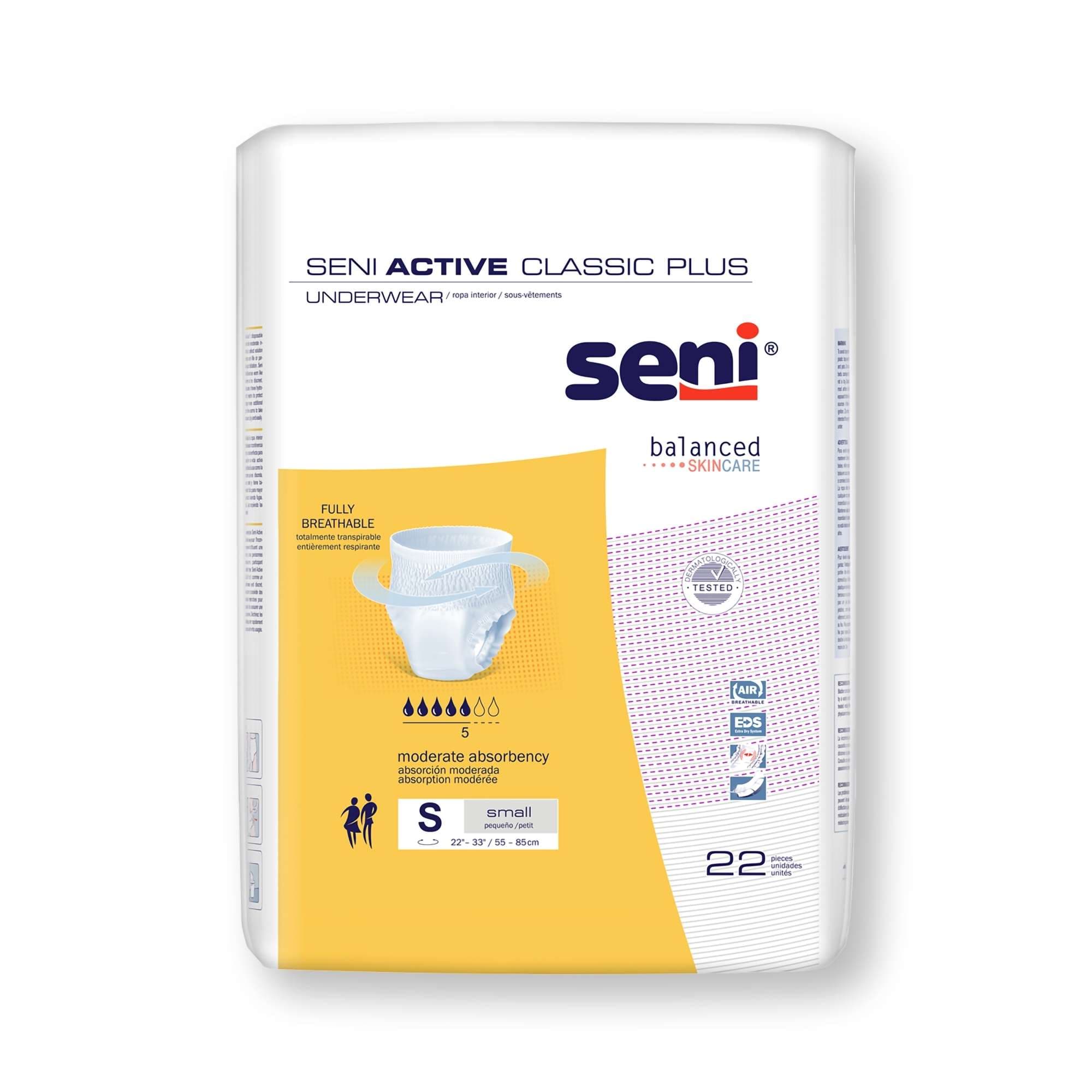 Seni Active Classic Plus Pull On Underwear, Small - Case of 88 - Image 1