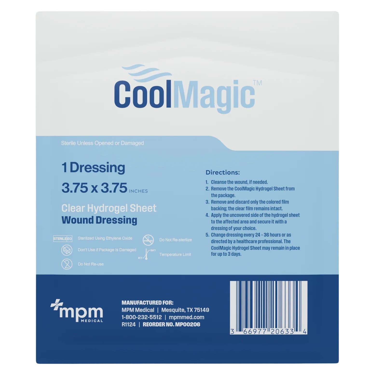 CoolMagic Hydrogel Dressing Translucent, 3.75 x 3.75 Inch - Each - Image 1
