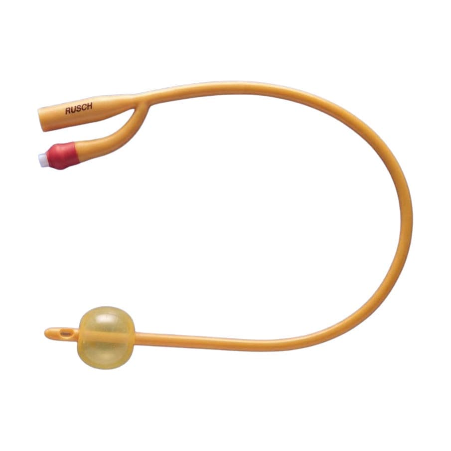 Rusch Gold Siliconized Coated 2-Way Foley Catheter, 5-15cc Balloon, 20 Fr 16" - Box of 10 - Image 1
