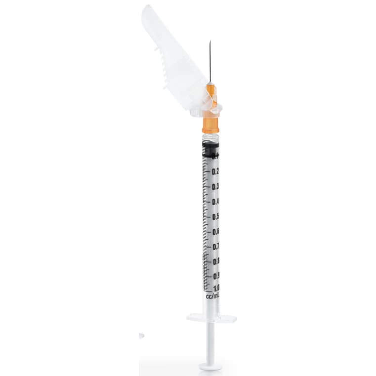McKesson Prevent Tuberculin Syringe with Needle, Orange, 25 Gauge, 5/8 Inch - Box of 100 - Image 1