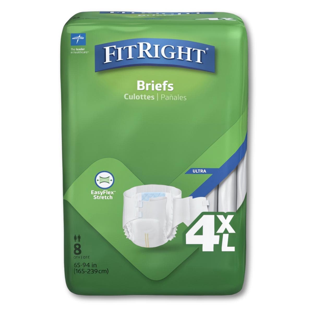 FitRight Baribrief Bariatric Adult Incontinence Briefs, 4XLarge, White - Bag of 8 - Image 1