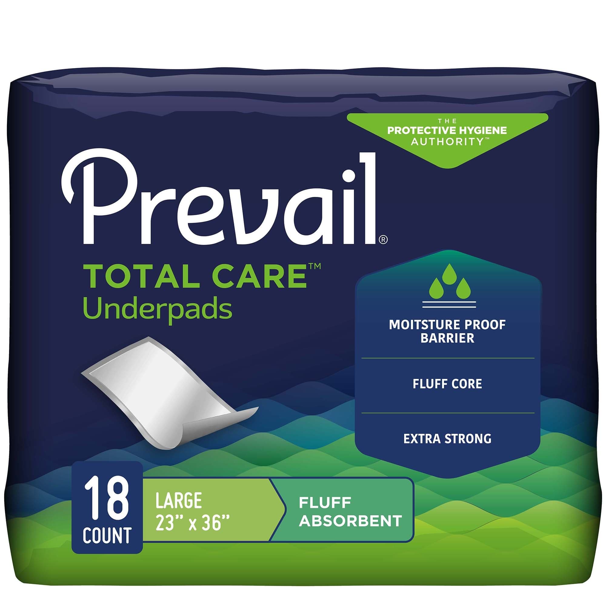 Prevail Total Care Underpads, Large - Box of 72 - Image 1