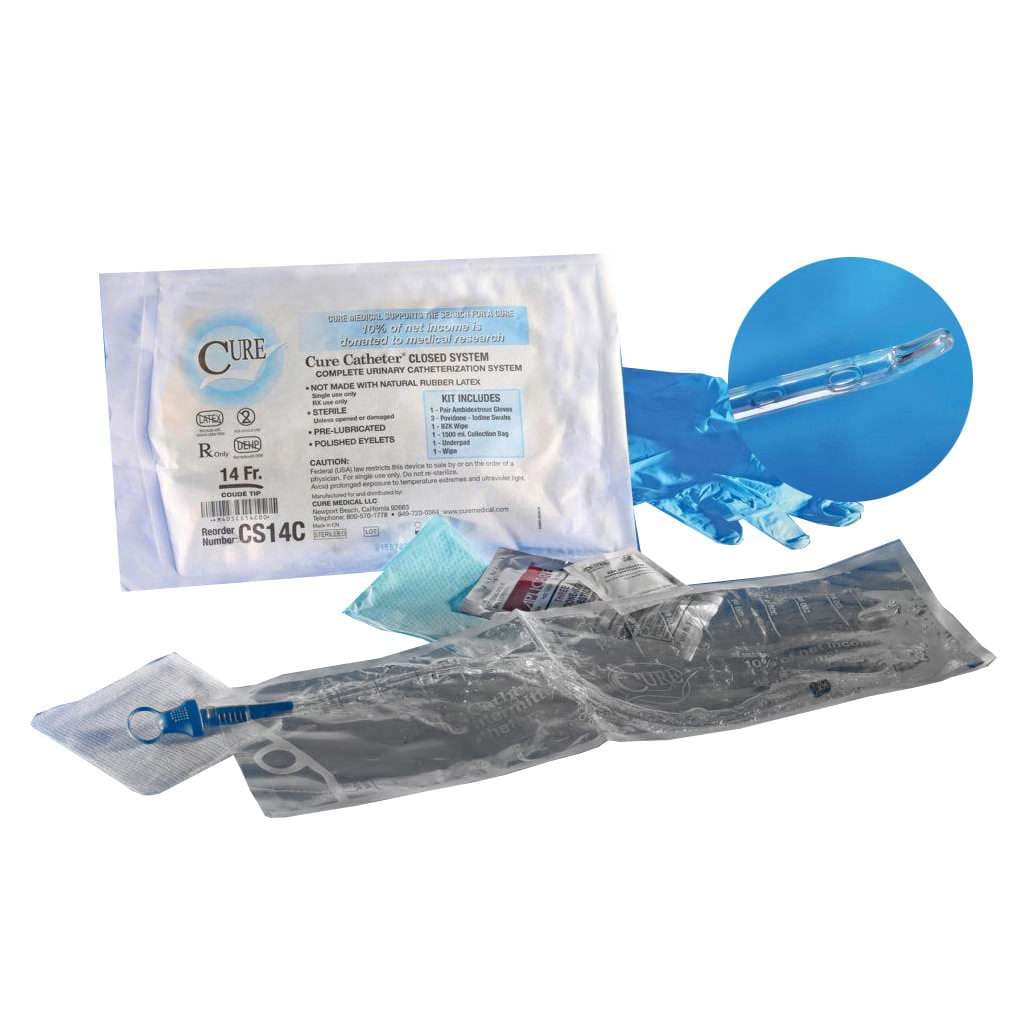 Cure Closed System Intermittent Catheter Kit - Case of 100 - Image 1