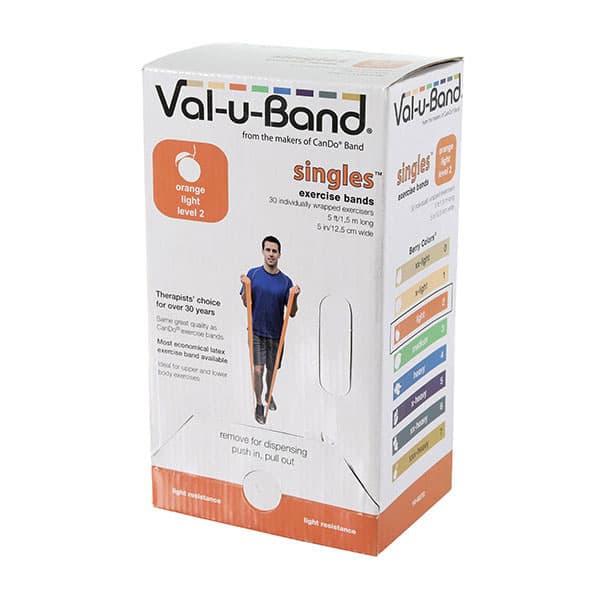 Val-U-Band Latex Exercise Band, 5-Foot Strip Orange (2) - Box of 30 - Image 1