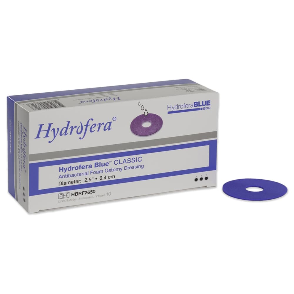 Hydrofera Blue Classic Antibacterial Foam Ostomy Dressing, 2.5 Inch OD - Box of 10 - Image 1