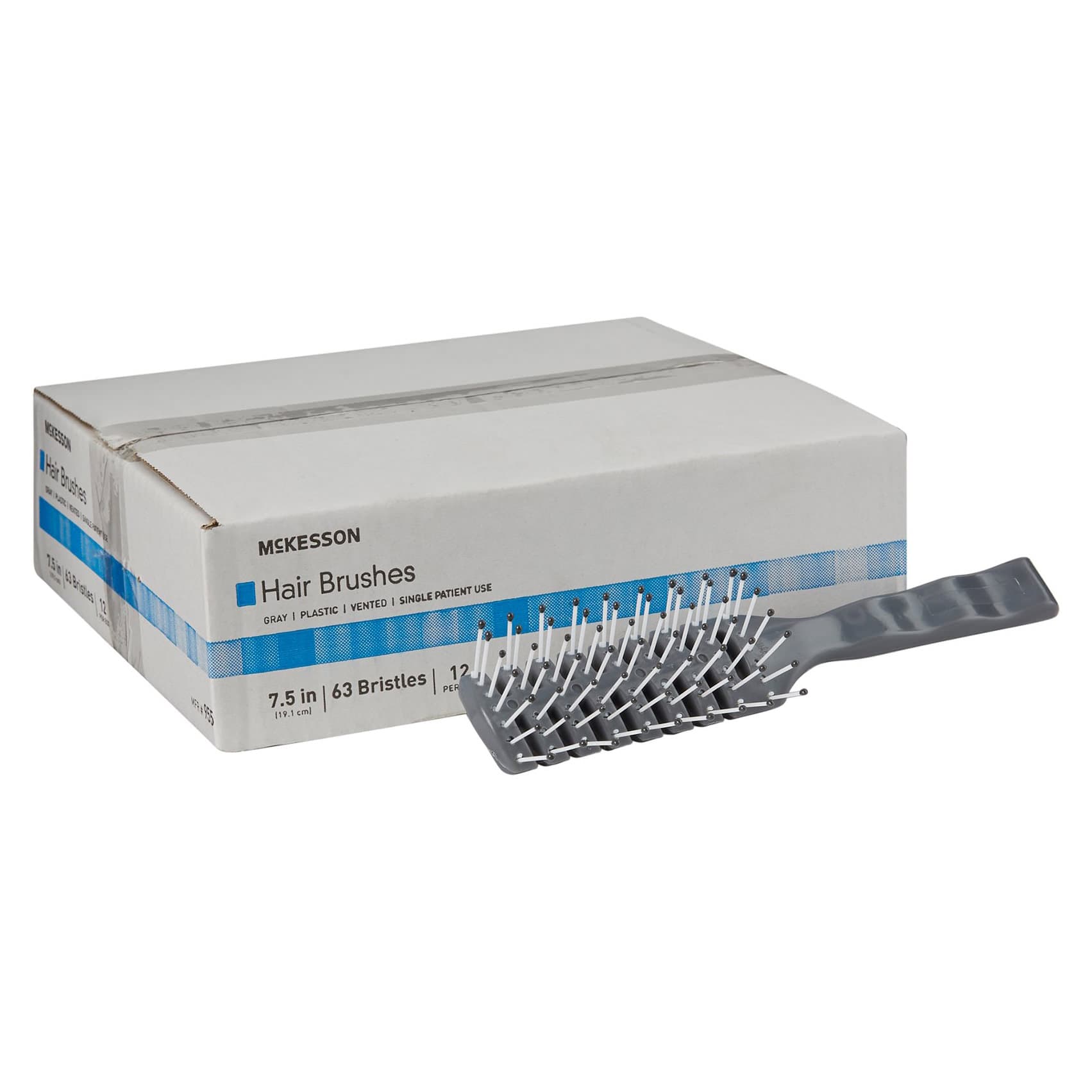 McKesson Plastic Bristles Hairbrush - Box of 12 - Image 1