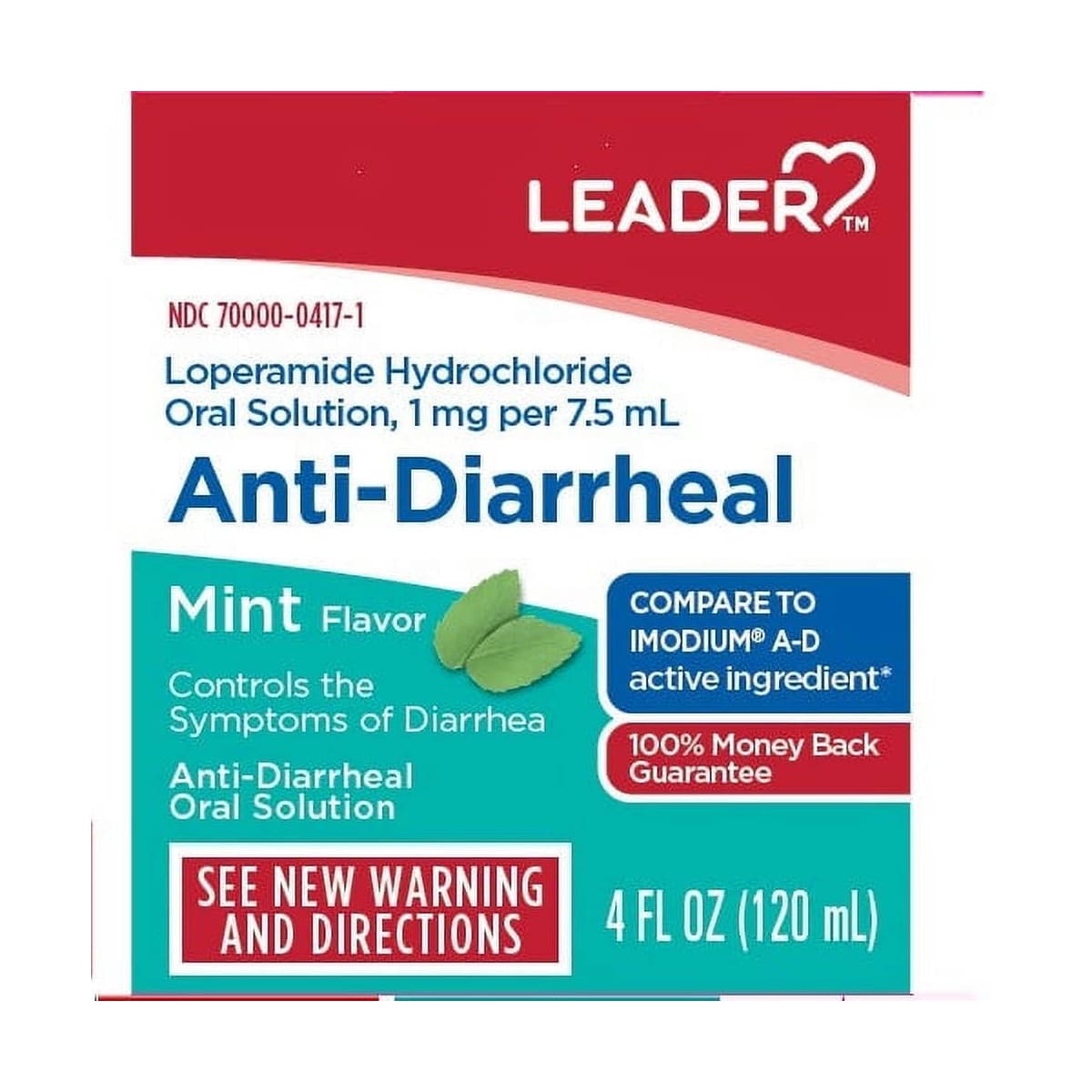 Leader Anti-Diarrheal Oral Solution, Mint, 4 oz - Each - Image 1