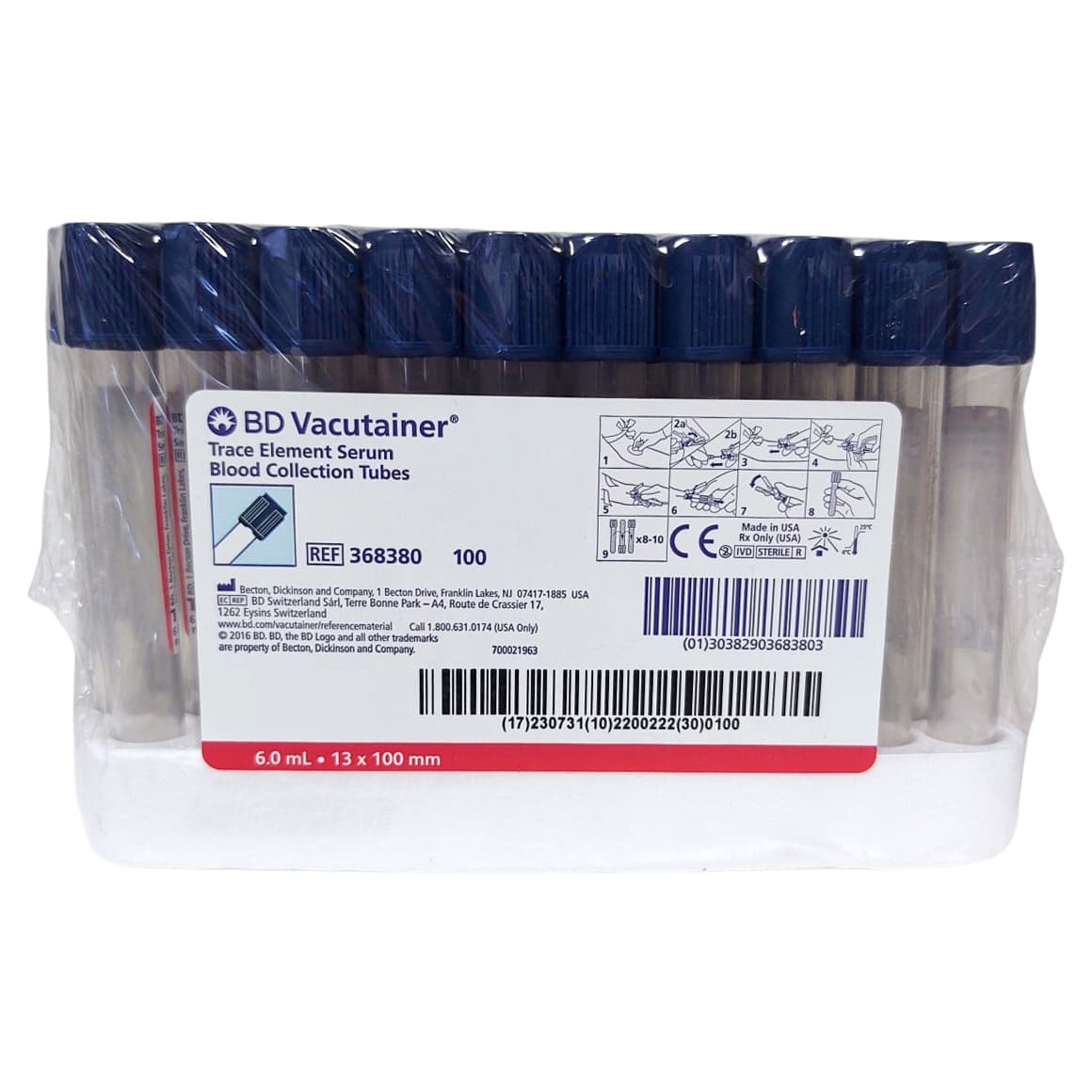 BD Vacutainer SPC Plus Venous Blood Collection Tube Clot Activator 13 x 100 mm