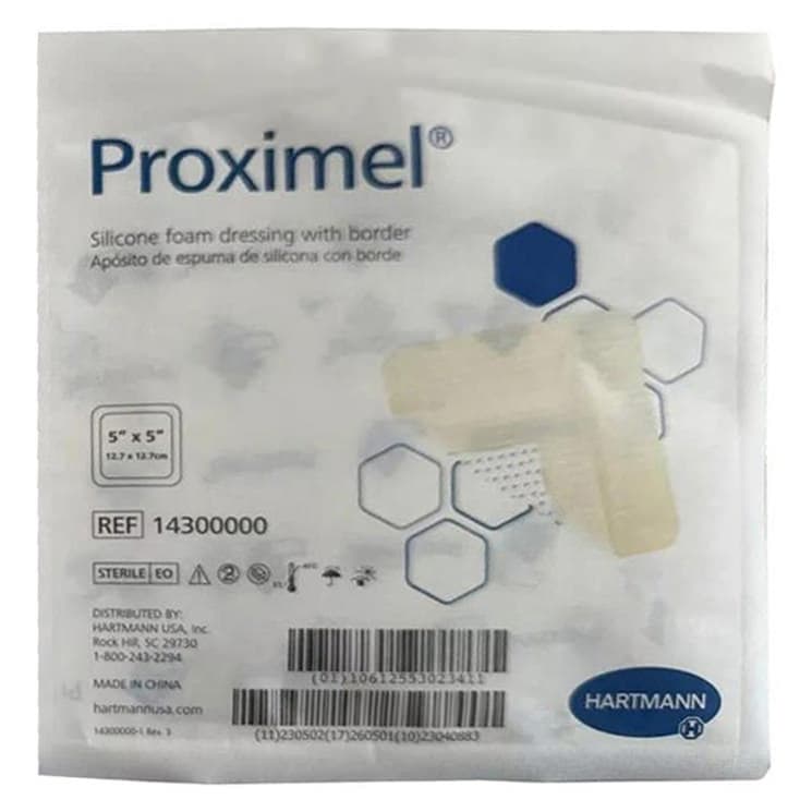 Proximel Silicone Foam Dressing with Border, 5 x 5 Inch - Each - Image 1