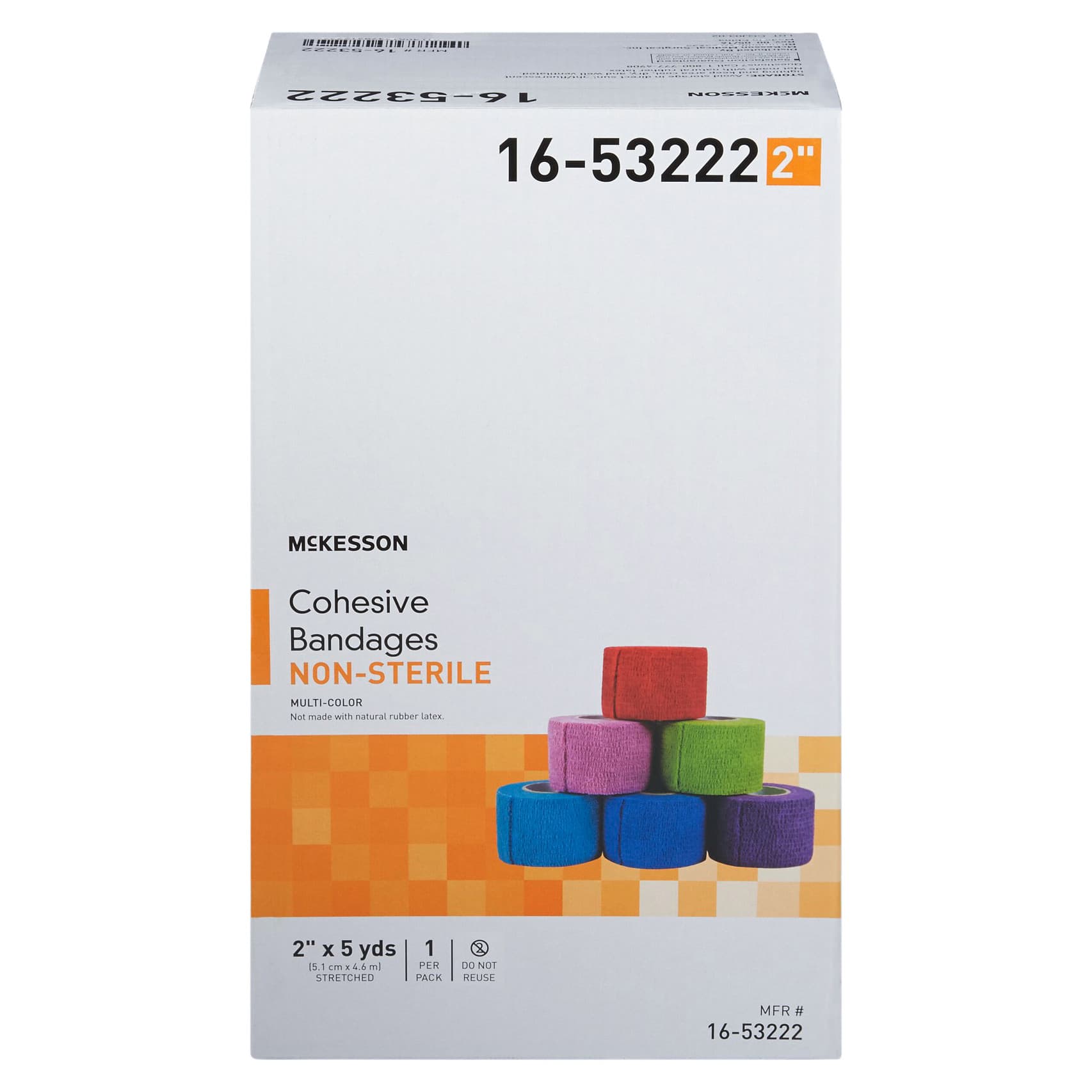 McKesson Cohesive Bandage NonSterile, Purple Pink Green Light Blue Royal Blue Red, 2 Inch X 5 Yard - Each - Image 1