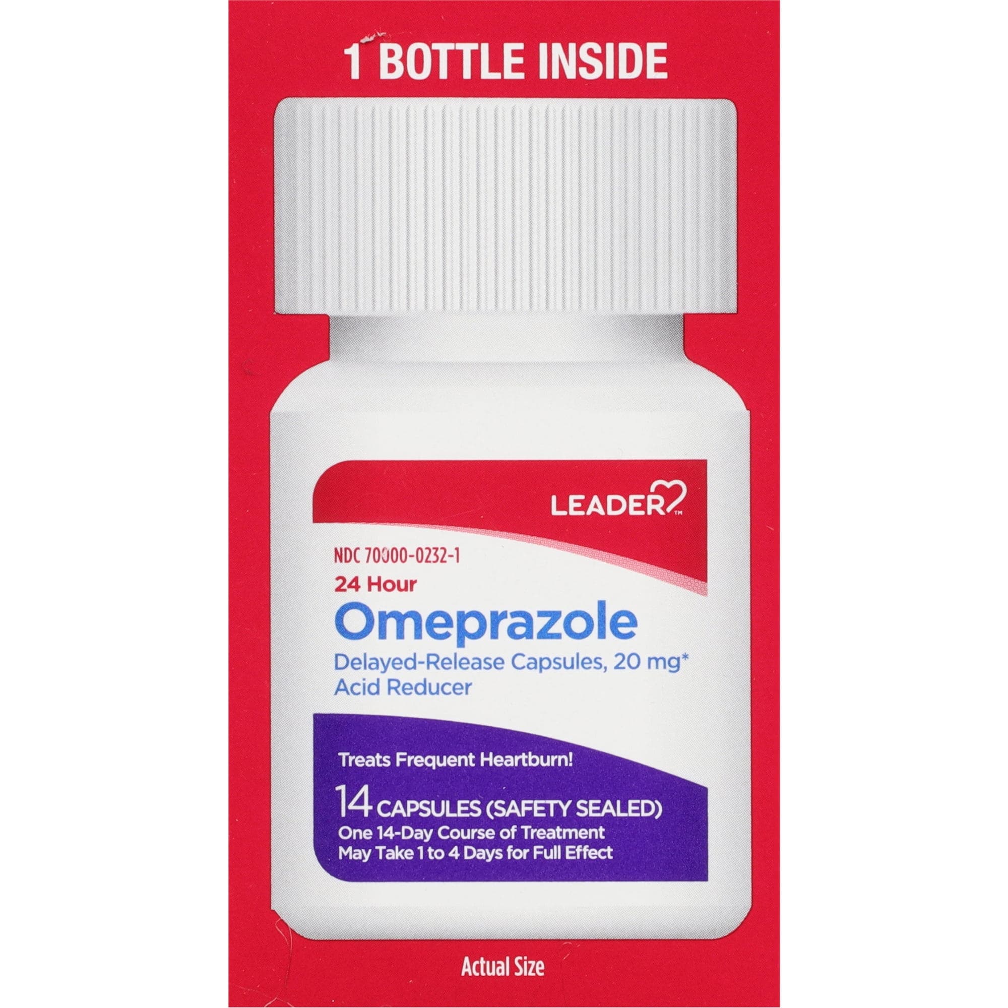Leader 24 Hour Omeprazole Acid Reducer Tablet, 20 mg, 14 Count - Each - Image 3
