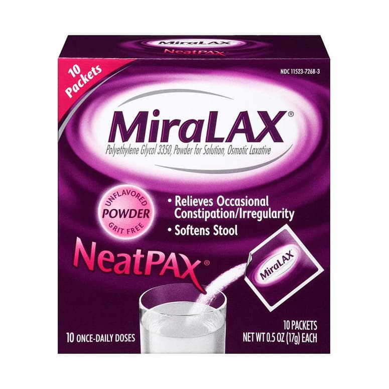 Bayer Miralax Mix-In Pax Osmotic Laxative Drug, 0.45 oz - Box of 10 - Each - Image 1