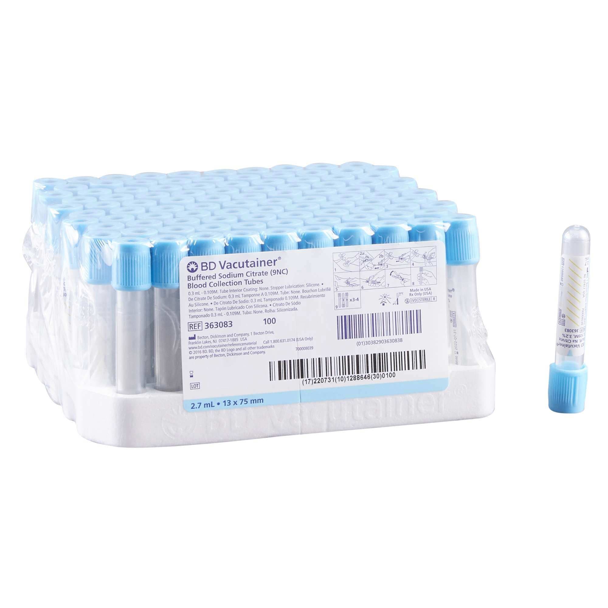 BD Buffered Sodium Citrate Blood Collection Tube, 2.7ml - Case of 1000 - Image 1