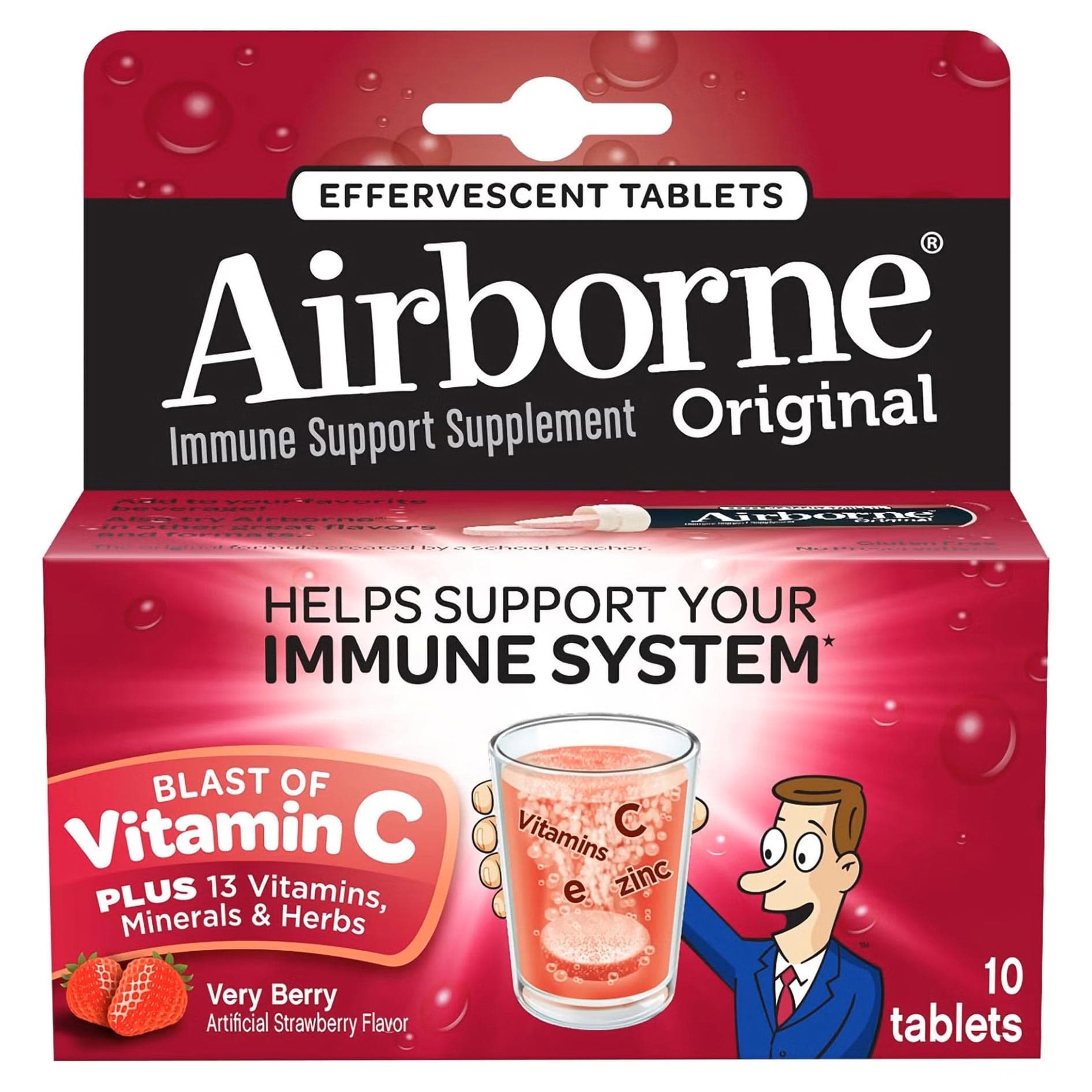 Airborne Immune Support Multivitamin Supplement Tablet, Very Berry Flavor - Image 1