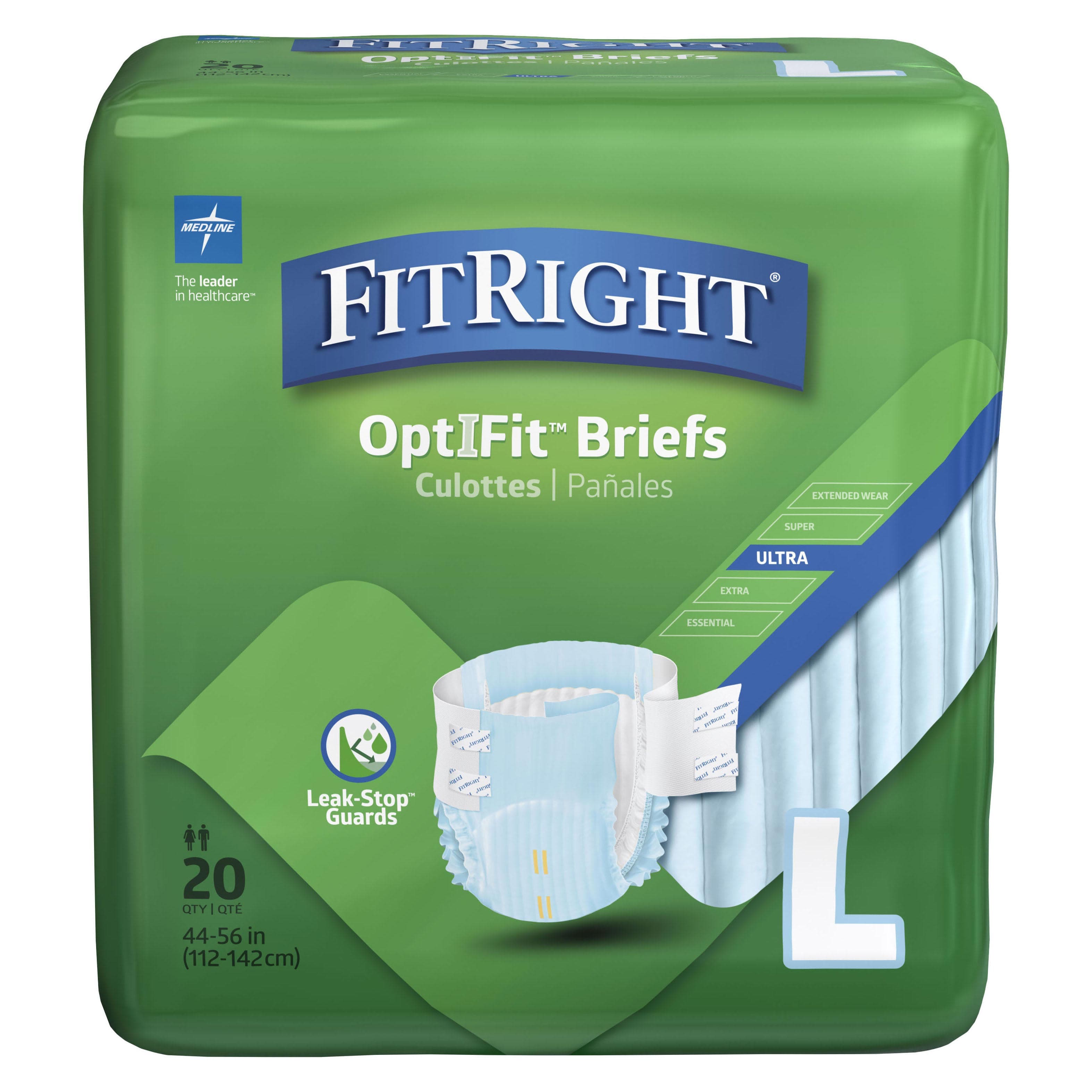 FitRight OptiFit Ultra Disposable Briefs, Large - Package of 20 - Image 1